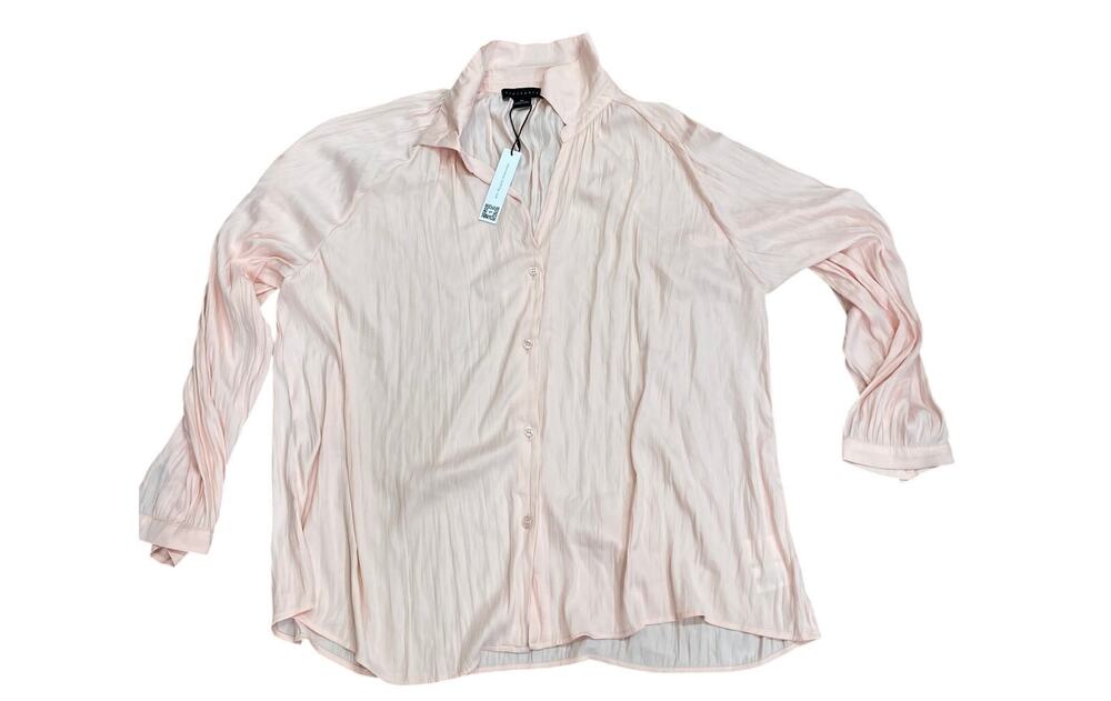 Sanctuary Women's Long Sleeve Collared Pink Button Down, XXL